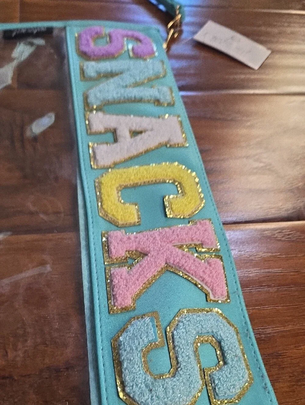 Kids Clear Snack Pouch with Aqua Trim and Pastel Lettering